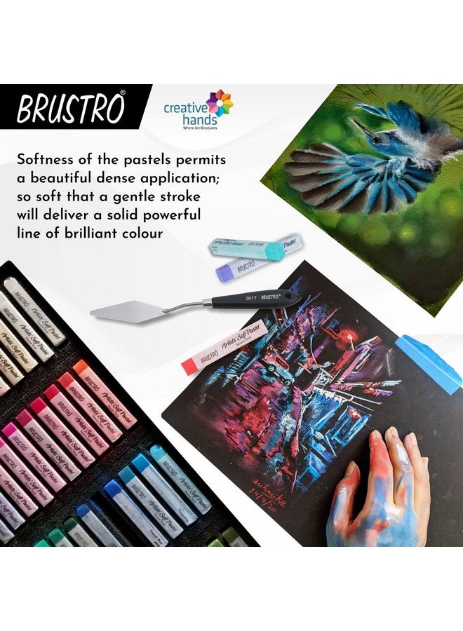BRUSTRO Artist's Soft Pastels, Sticks - Set of 24 | Ideal for Layering, Blending, Scumbling, Vivid Colours, Intense Shades, Highly Pigmented, Fade Resistant Colors - Image 2
