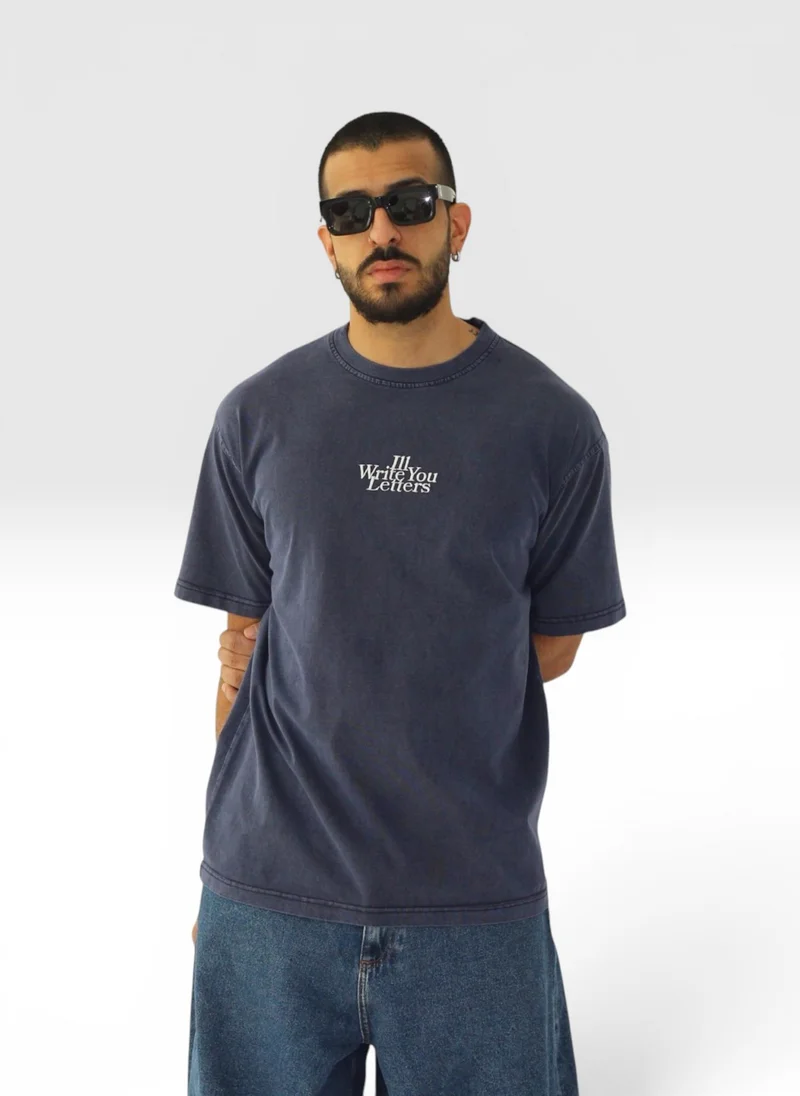 Acid Wash Tee in Navy
