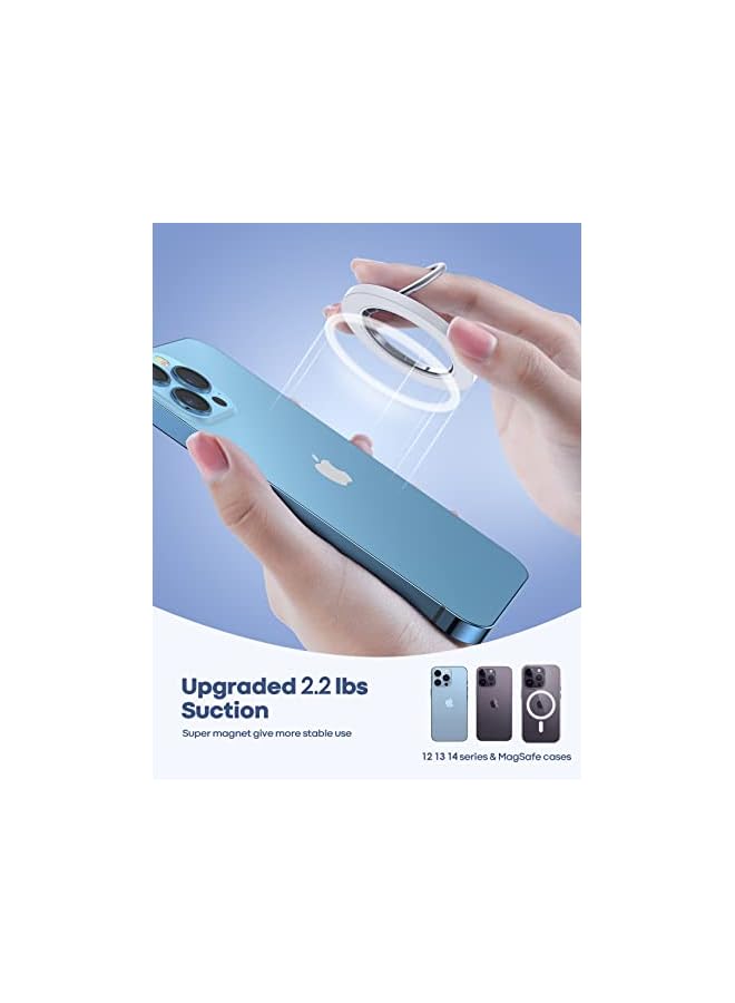 Lamicall Phone Ring Holder for MagSafe - Lamicall Magnetic Finger Phone Ring Stand Holder, Magnet Ring Grip, Compatible with iPhone 12 13, Pro, Pro Max, Mini, Mag Safe Accessories, Snow White - Image 2
