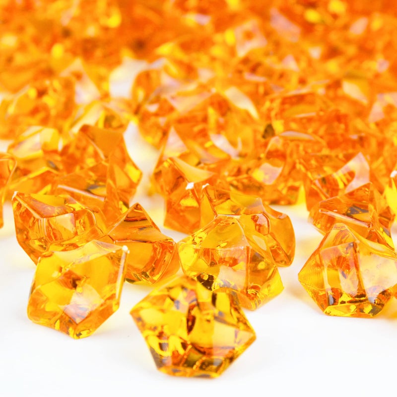 CYS EXCEL Acrylic Orange Crushed Ice Vase Fillers Approx 180190 PCS 3 Cups Multiple Color Choices Plastic Crushed Glass for Arts Crafts Acrylic Rock Gems Table Scatter