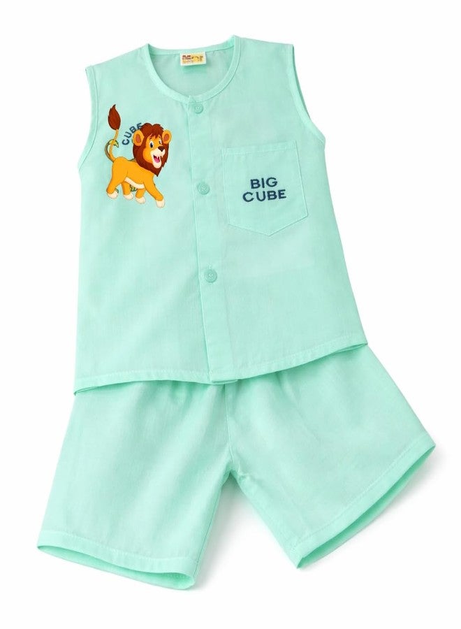 GIGAHERTZ Baby Cotton Jhabla Set for Boys & Girls (0–1 Years) | Sleeveless Shirt & Shorts Combo | Soft Breathable Summer Wear Infant Clothing | Newborn Dress Set (ORG/GRN/YLW, 0-3M) - Image 5