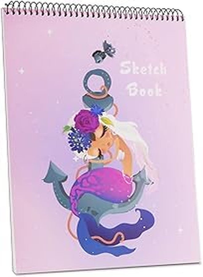 Mr. Pen Mr Pen Cute Mermaid Sketch Book A4 Size, Spiral Bound Sketchpad, Sketching and Drawing Paper, 100 Pages, 100 GSM, (8.3 x 11.7 inches) (Design 7) - Image 1