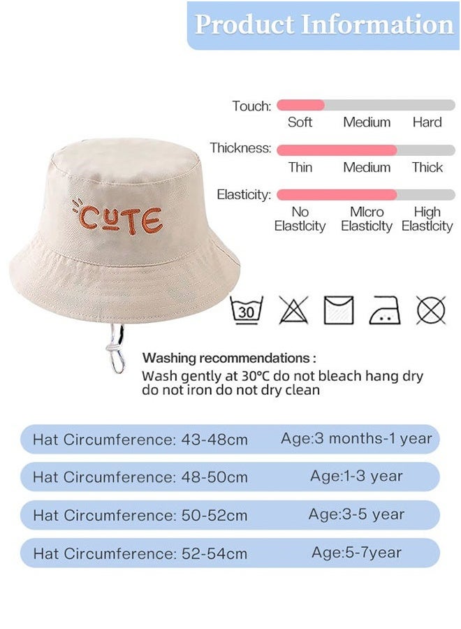 Children's Wide Brim Bucket Hat, Letter Embroidered Double Sided Kids Sun Cap , Summer Outdoor Children Sun Hat for Boys Girls - Image 3