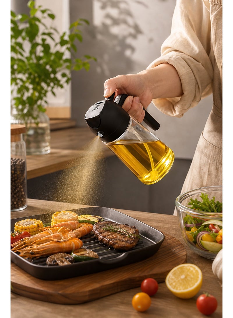 Oil Sprayer, Glass Oil Sprayer & Olive Oil Spray Bottle for Air Fryer, Outdoor Barbecue & Home Kitchen - Halal Food Grade, Large Capacity, Uniform Fan Spray, Leak-Proof, Compatible with Middle East Mainstream Oils, for Housewives, Healthy Eaters & Enthusiasts, 470ml - Image 2