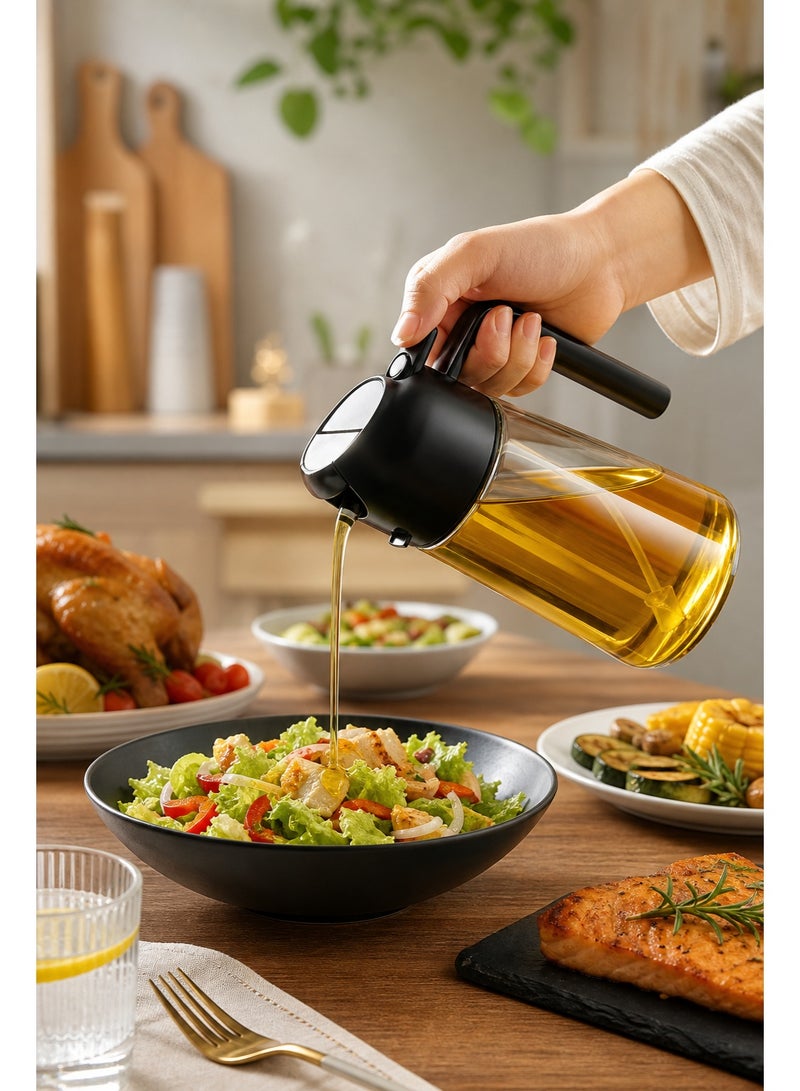 Oil Sprayer, Glass Oil Sprayer & Olive Oil Spray Bottle for Air Fryer, Outdoor Barbecue & Home Kitchen - Halal Food Grade, Large Capacity, Uniform Fan Spray, Leak-Proof, Compatible with Middle East Mainstream Oils, for Housewives, Healthy Eaters & Enthusiasts, 470ml - Image 3