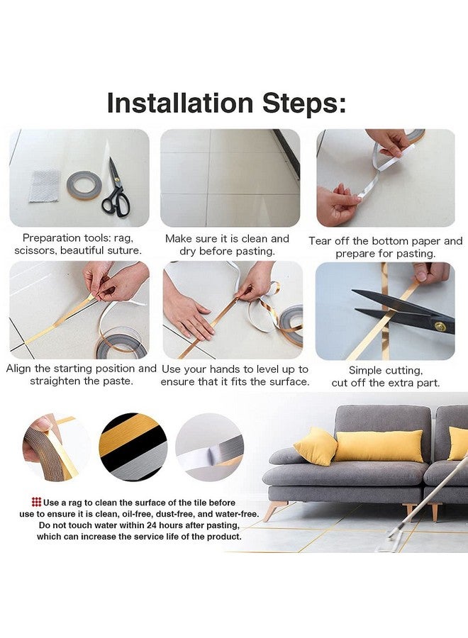 STORE 2508 Store2508 50 Meters Waterproof Gap Sealing Golden Decoration Tape For Home Floor Tiles, Wall Decor, Waterproof Tiles (1cm Wide, Gold) - Image 5