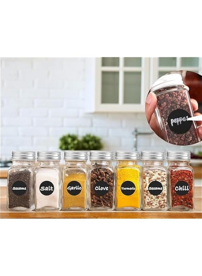 TRASSLE 12-Piece Glass Spice Jar Set with Label Stickers, 120ml/4oz Spice Container with Metal Cap & Pour Filter, Mark Pen/Silicone Collapsible Funnel Included  - Image 4
