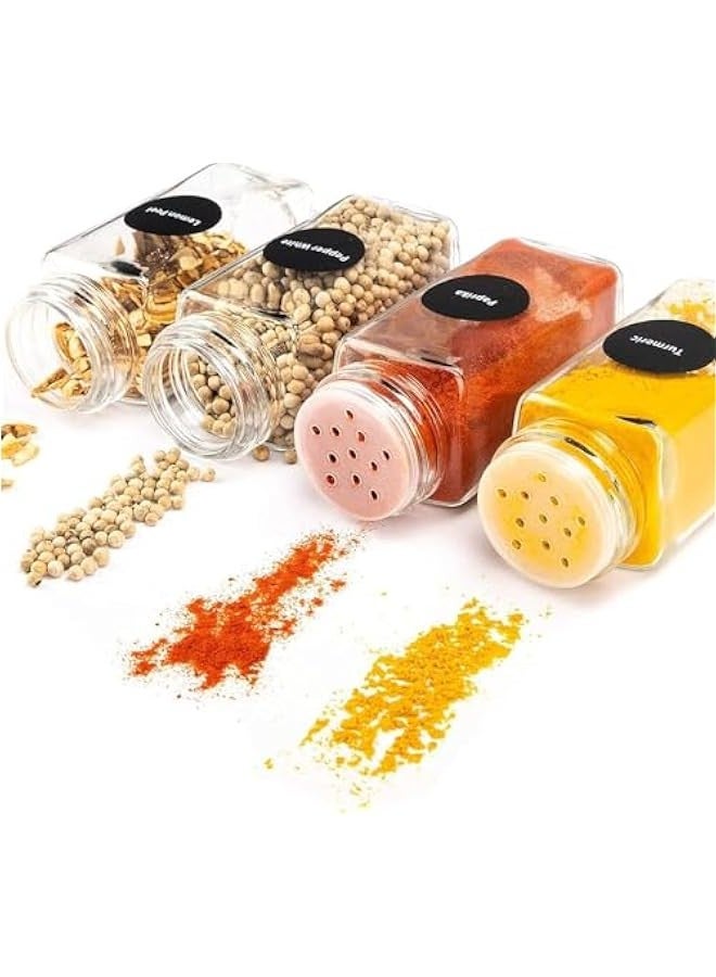TRASSLE 12-Piece Glass Spice Jar Set with Label Stickers, 120ml/4oz Spice Container with Metal Cap & Pour Filter, Mark Pen/Silicone Collapsible Funnel Included  - Image 5