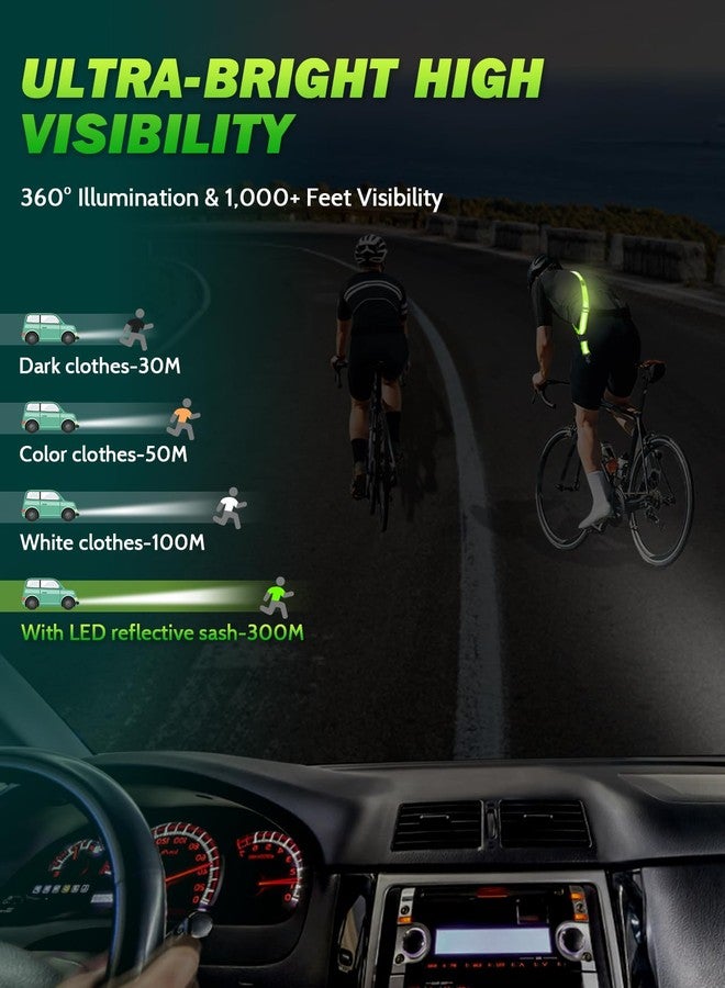 Fitense LED Reflective Belt Sash - 5 Lights Colors & 3 Light Modes High Visibility Night Safety Belt, Rechargeable Light Up Running Gear Adjustable Vest Straps for Runners Walkers Men Women - Image 4