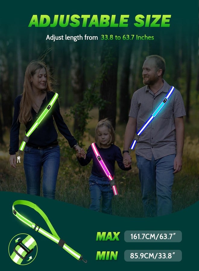 Fitense LED Reflective Belt Sash - 5 Lights Colors & 3 Light Modes High Visibility Night Safety Belt, Rechargeable Light Up Running Gear Adjustable Vest Straps for Runners Walkers Men Women - Image 3