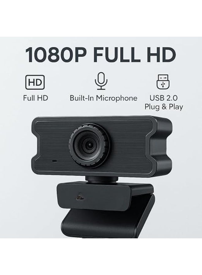 جهاز اتصال فيديو بدقة 1080P HD مع مايكروفون مدمج – منفذ USB – تركيز يدوي وضبط ألوان تلقائي - Image 2