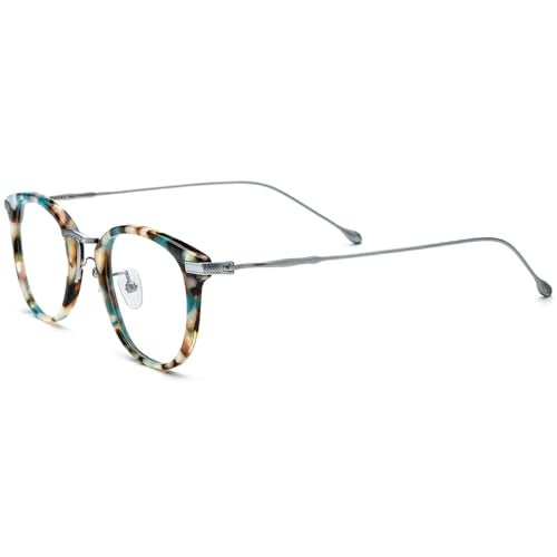 FONEX Acetate Titanium Glasses Frame Men Square Eyeglasses Women Vintage Optical Eyewear F85786 (F85845 Silver, Clear) - Image 1
