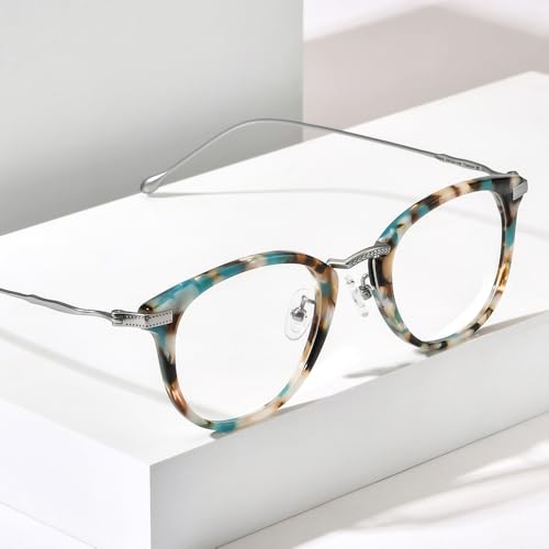 FONEX Acetate Titanium Glasses Frame Men Square Eyeglasses Women Vintage Optical Eyewear F85786 (F85845 Silver, Clear) - Image 2