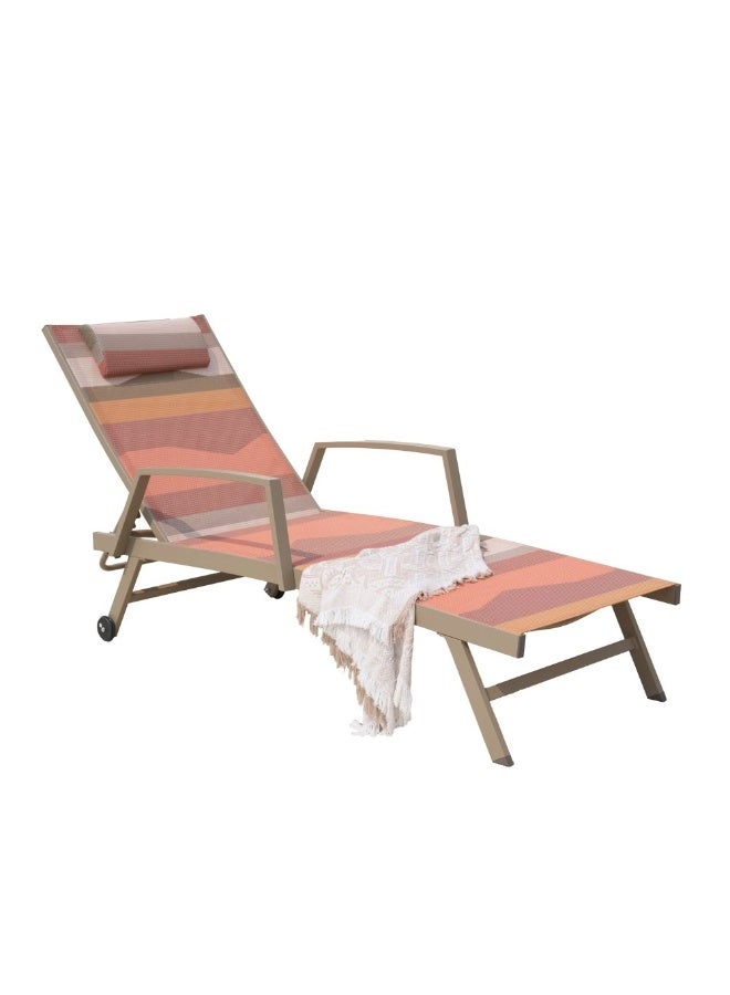 DANUBE HOME Mabel Outdoor Sun Lounger Chair in Pink/Taupe – Recliner for Poolside, Patio, Balcony or Garden – Premium Comfort & 6-Month Warranty - Image 2