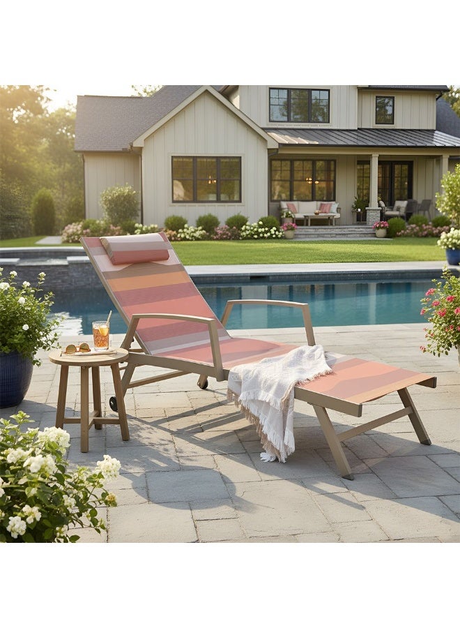 DANUBE HOME Mabel Outdoor Sun Lounger Chair in Pink/Taupe – Recliner for Poolside, Patio, Balcony or Garden – Premium Comfort & 6-Month Warranty - Image 3