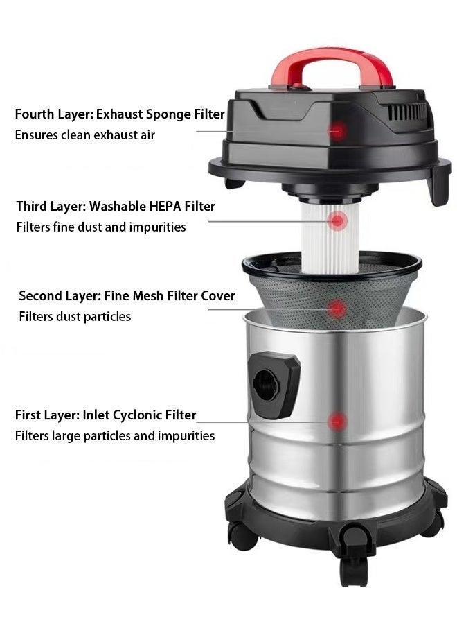 Bolivia's Drum Vacuum Cleaner 20L Dust Bag Capacity With Dust Indicator, Dry And Air Blow Function And Low Noise Operation 20 L  Powerful Motor - Image 3