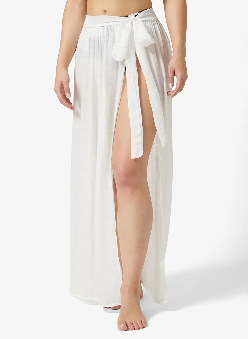 جينجر Sheer Sarong Style Wrap Skirt