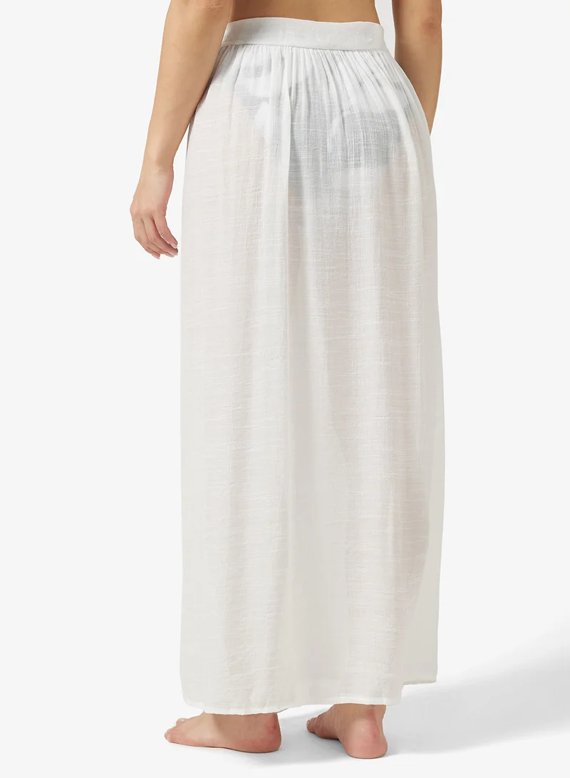 جينجر Sheer Sarong Style Wrap Skirt