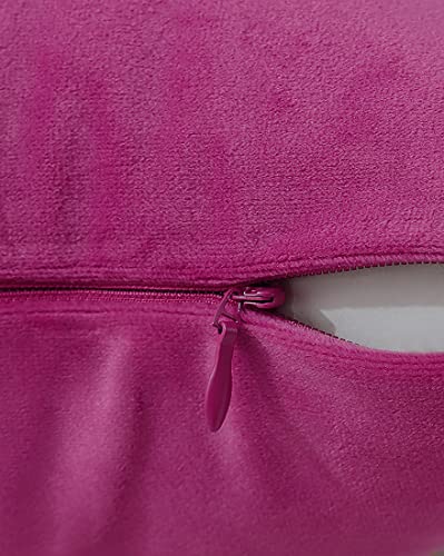 mixeoo Comfy Hot Pink Throw Pillow Covers Decorative Square Velvet Super Soft Cushion Cases Home Decor for Sofa Couch Living Room Chair, Set of 2, 16 x 16 Inch - Image 4