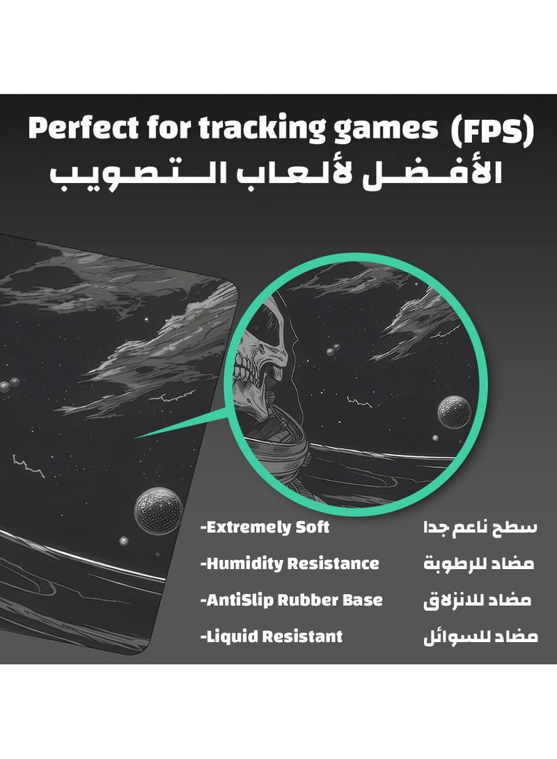 YASA GAME Extended Large Gaming Mouse Pad 120 X 60 cm XXL Full Desk Art style & Mousepad Non-Slip Rubber Base Big Keyboard Mat with Stitched Edges water resist for Gaming from Yasa ( SkullScape ) - Image 3