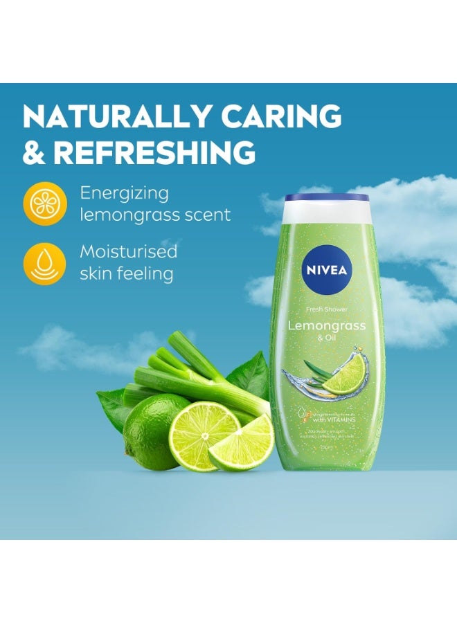 Nivea جل استحمام بالليمون العشبي والزيت، 250 مل + جل استحمام فريش باورفروت 250 مل + جل استحمام فرانجيباني والزيت، 250 مل - Image 4