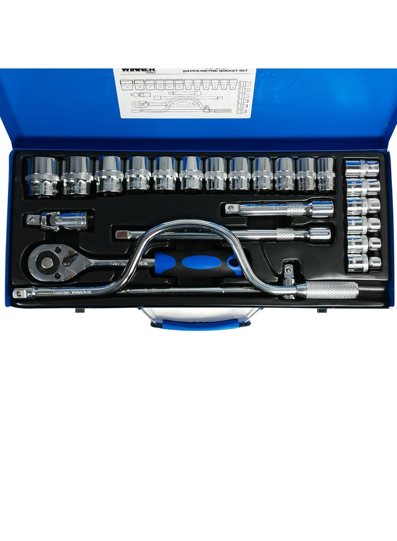 وينر WINNER CRV24 - طقم مفتاح ربط مكون من 24 قطعة، أداة إصلاح احترافية من الكروم والفاناديوم - Image 4