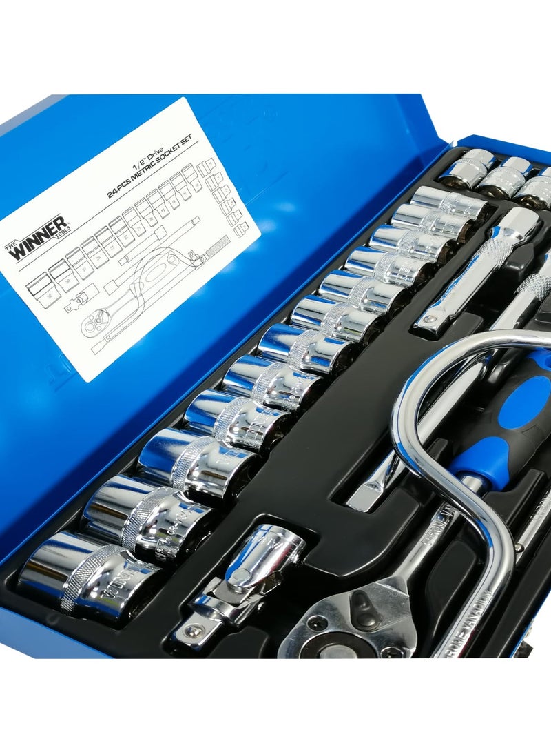 وينر WINNER CRV24 - طقم مفتاح ربط مكون من 24 قطعة، أداة إصلاح احترافية من الكروم والفاناديوم - Image 5