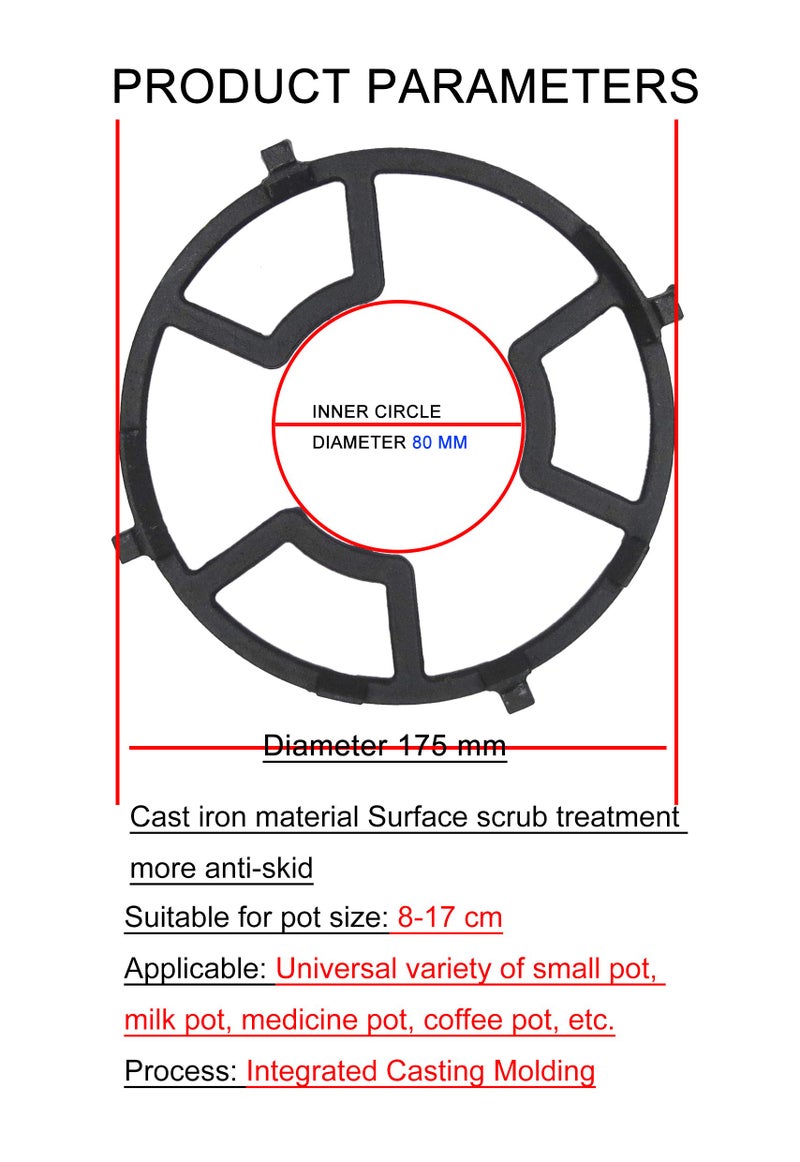 Meter Star 7.5" Universal Gas Stove Rack â€“ Non-Slip Cooktop Holder for Moka Pots, Butter Warmers, Small Saucepans & Cast Iron Wok Support (Black) - Image 2