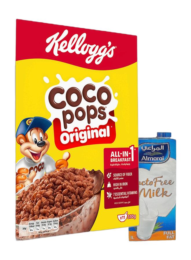 noon Coco Pops 330grams & Almarai Lacto Free Uht Milk, 4 Pack X 1 Litre Bundle - Image 1