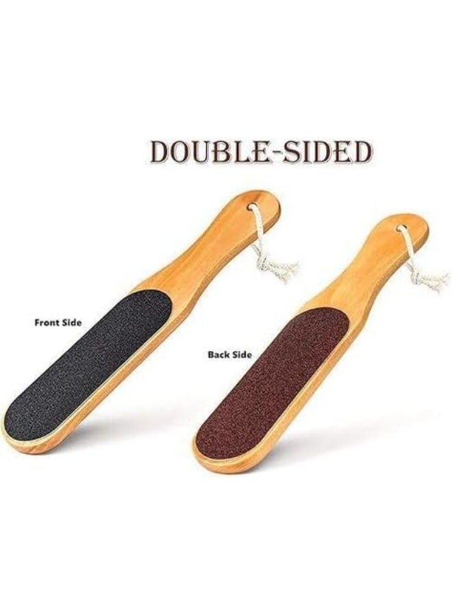 مبرد قدم خشبي مزدوج الجانبين لإزالة الجلد الميت ومسامير القدم – أداة باديكير فعالة للعناية بالقدمين الجافة والرطبة - Image 3