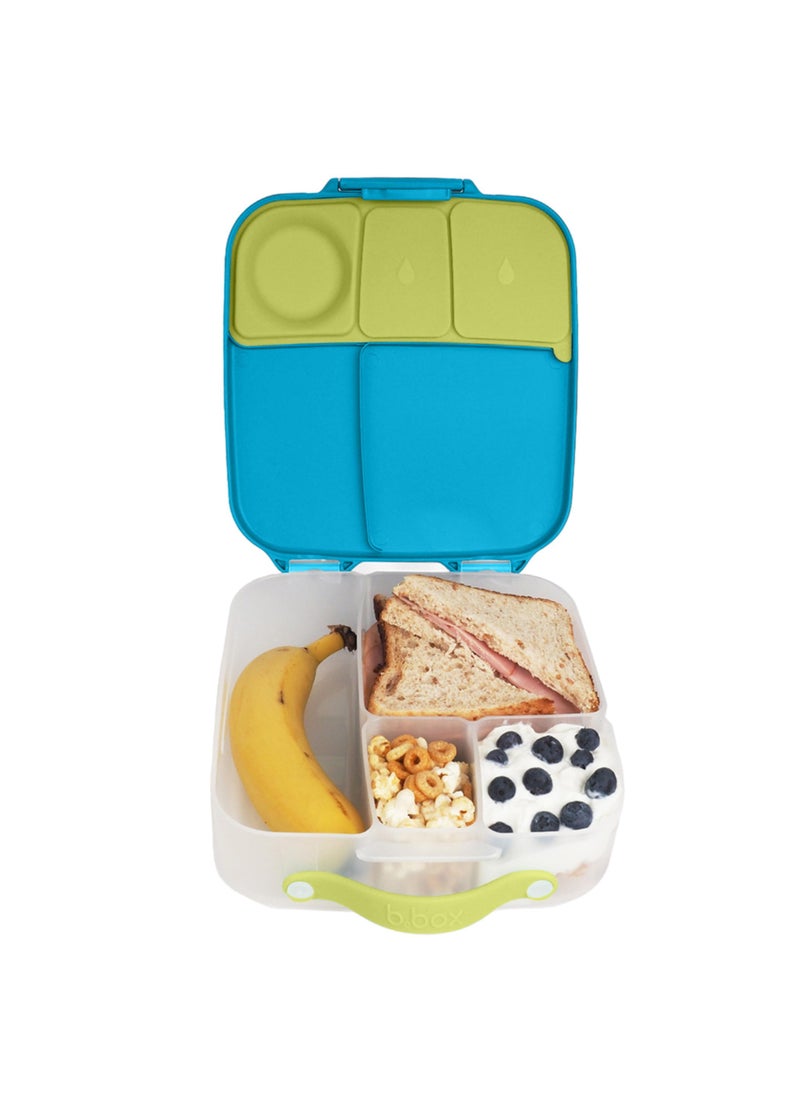 b.box bbox Oversized Lunch Box for Kids Bento Box with 4 Compartments 2 Leak Proof Removable Divider Gel Cold Pack For Older Kids and Big Eaters Ages 3 School Supplies 8 Cup Capacity 