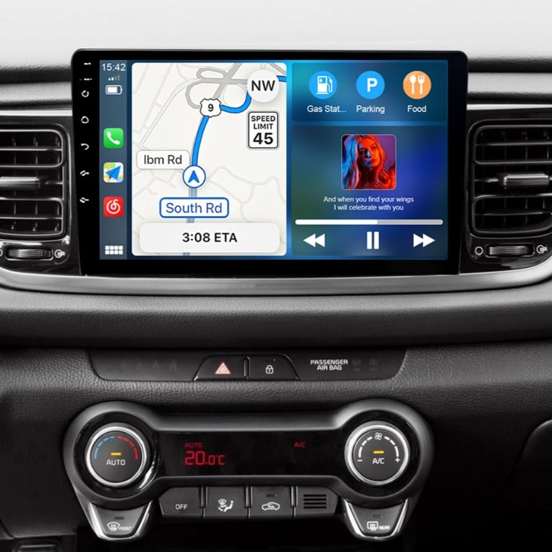 9 جهاز ستيريو أندرويد 13 للسيارة مع CarPlay وAndroid Auto لكيا ريو 2018-2023 MK4 YBSC منخفضة النهاية مزدوجة الدين شاشة لمس HD مشغل وسائط متعددة مع GPS ونظام ملاحة وWiFi وSWC وFM وMirror Link وشاشة مقسمة 232G