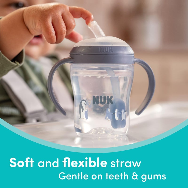 NUK Perfect Match Learner Straw Cup, 8 oz, 2 pack â€“ Soft Straw, Easy-Grip Handles, BPA Free, Spill Proof Transition Sippy Cup - Image 3