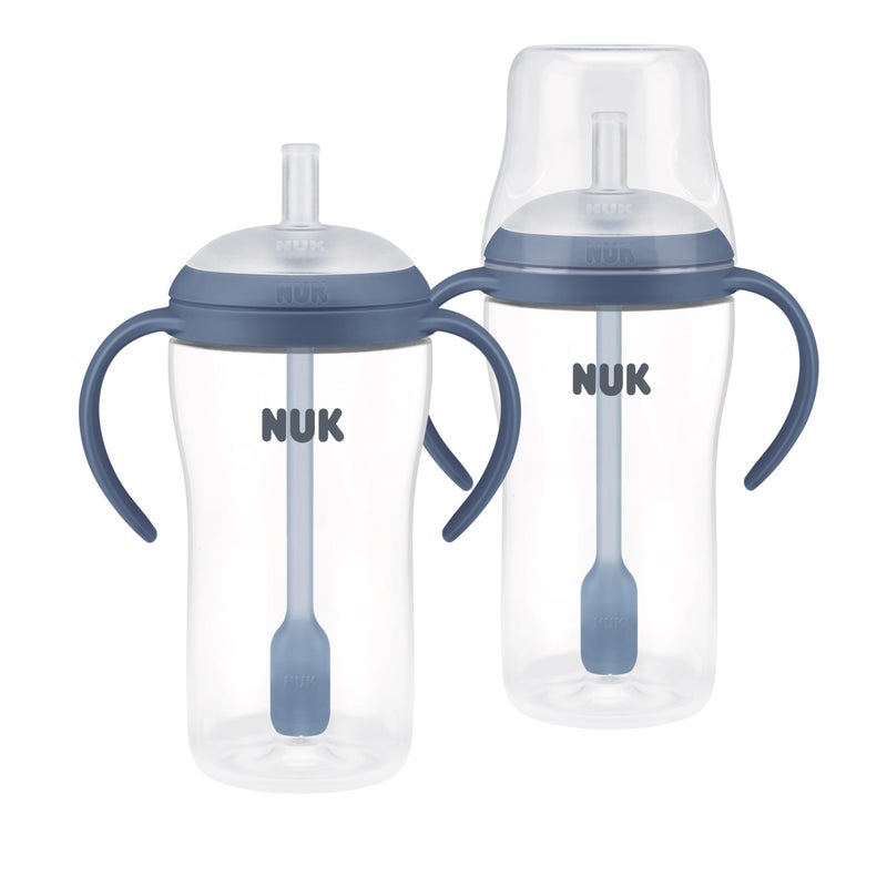NUK Perfect Match Learner Straw Cup, 8 oz, 2 pack â€“ Soft Straw, Easy-Grip Handles, BPA Free, Spill Proof Transition Sippy Cup - Image 1