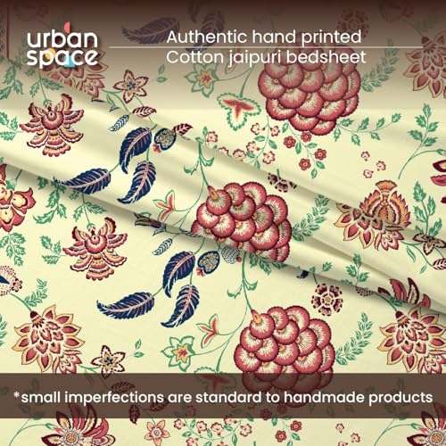 Urban Space 100% Cotton Jaipuri Handblock Premium Printed King Size Bedsheet with 2 Pillow Covers, 240 TC Cotton King Bedsheet (108 x 108 Inches, Gulbagh Navy) - Image 3