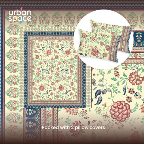 Urban Space 100% Cotton Jaipuri Handblock Premium Printed King Size Bedsheet with 2 Pillow Covers, 240 TC Cotton King Bedsheet (108 x 108 Inches, Gulbagh Navy) - Image 5