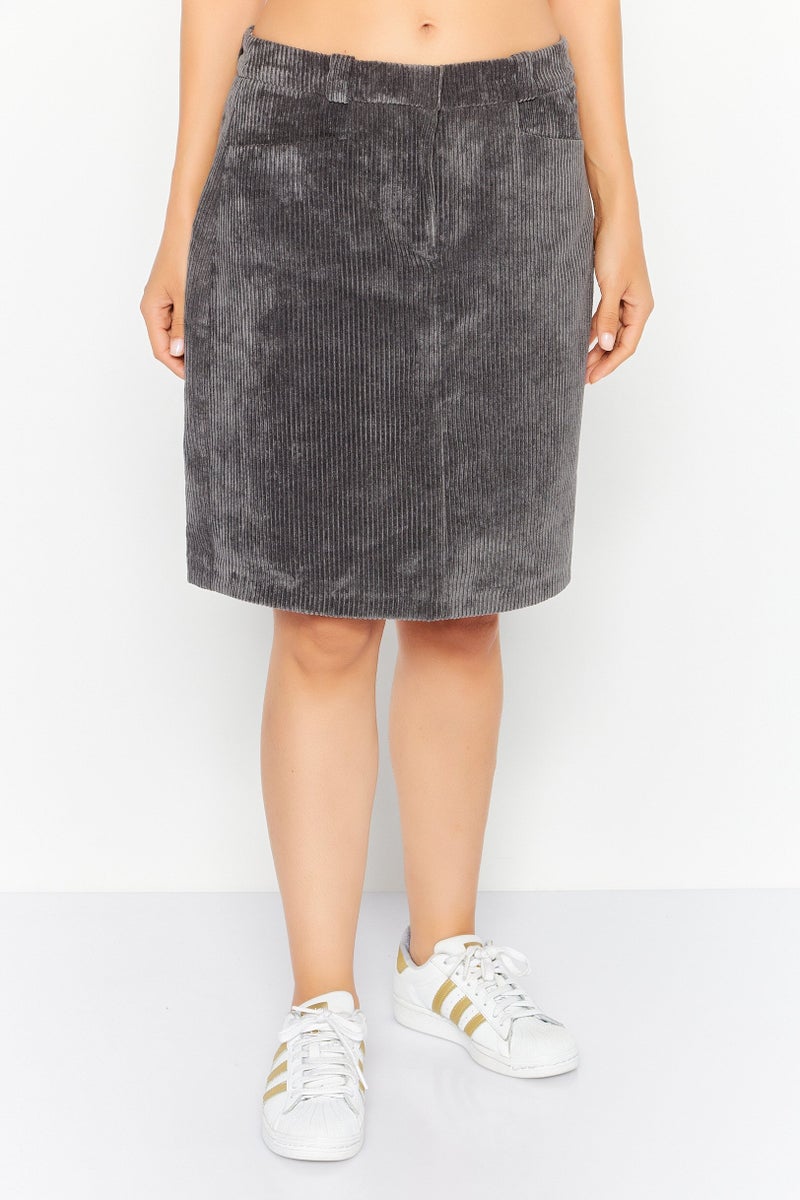 ESPRIT Women Textured Casual Mini Skirt, Dark Grey - Image 1