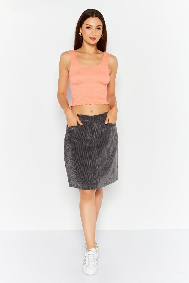 ESPRIT Women Textured Casual Mini Skirt, Dark Grey - Image 2