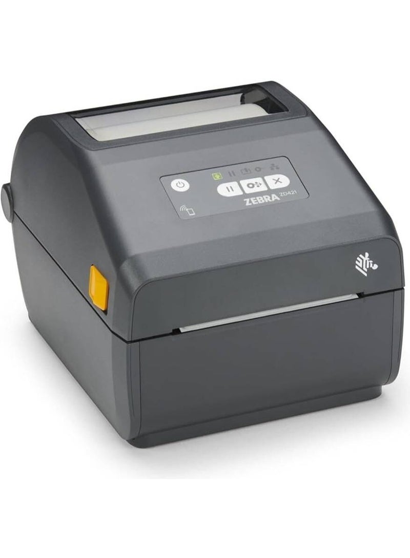 Zebra ZD421t Barcode Printer, 8 dots/mm (203 dpi), 4.4" Max Media Width, 152mm/s Print Speed, 256GB RAM + 512GB ROM, USB, USB Host, Bluetooth (BLE), Ethernet Interface, Black | ZD4A042-30EE00EZ - Image 1