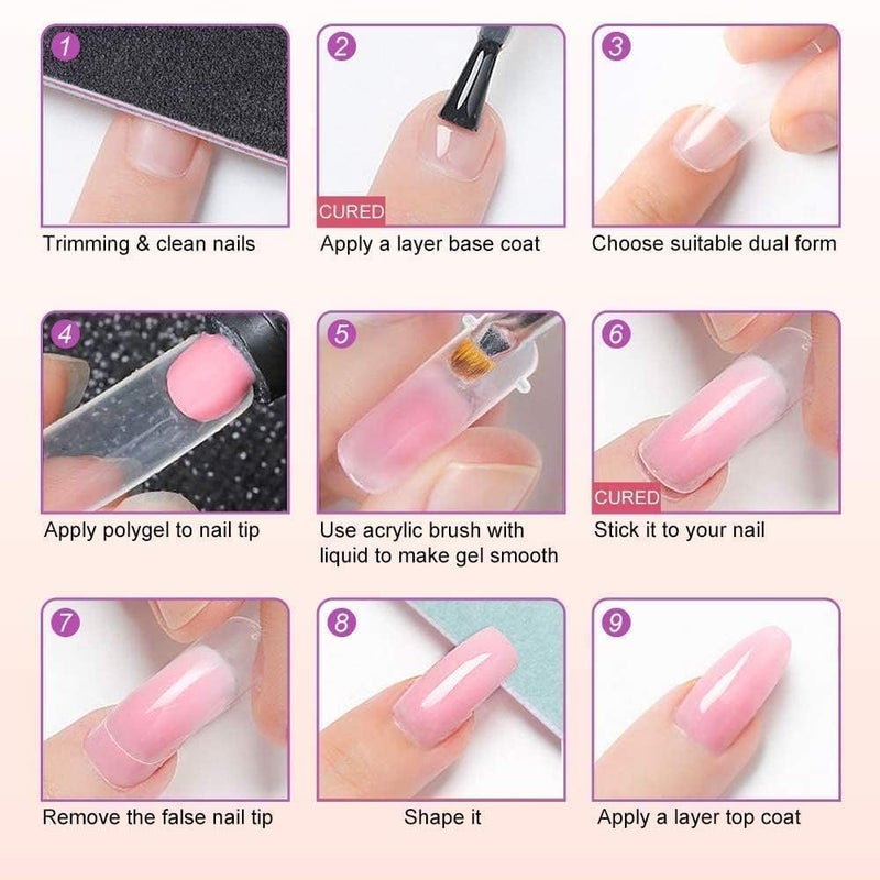 Brille Bee Nail Extension Polygel Kit UV Lamp 2x30ml Polygel Tubes Slip Solution Dappen Dish More - Image 3