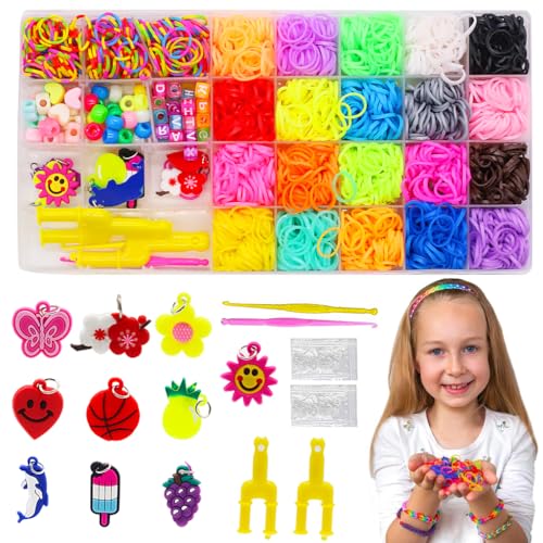 PATPAT® Loom Band Bracelet Making Kit for Kids, 2500+ Colorful Rubber Bands with Charms, Beads, Clips, Tools & Organizer Box, DIY Jewelry Craft Set Kids Craft Toys - Image 1