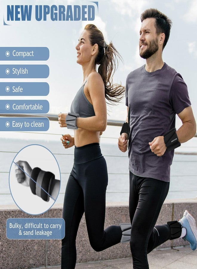 BECOJADDE Wrist Ankle Weights Adjustable Training Intensity for Strength Training Walking Running Yoga Pilates Jogging for Women Men Set of 2 (2lb Each), Dark Grey - Image 2