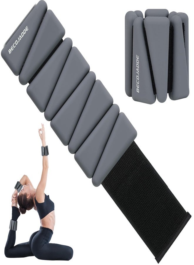 BECOJADDE Wrist Ankle Weights Adjustable Training Intensity for Strength Training Walking Running Yoga Pilates Jogging for Women Men Set of 2 (2lb Each), Dark Grey - Image 1