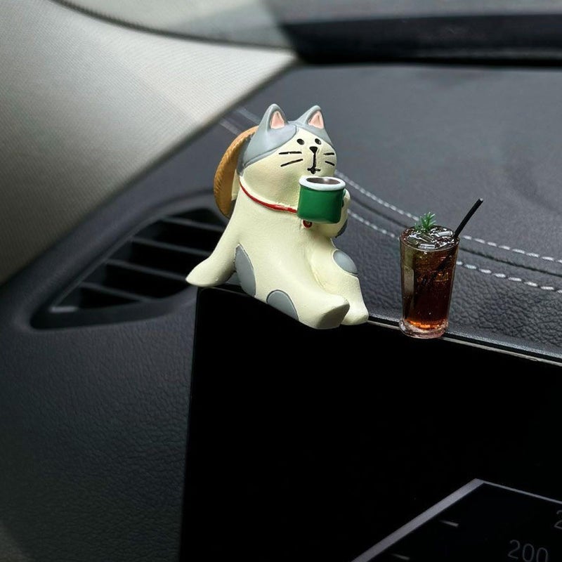 ITUBLE Girly Mini Lucky Cat Car Accessories Interior For Women Men Miniature Car Dashboard Decorations Dash Board Charms Truck Rearview Mirrors Decoration Auto Windows Decor Indoor Home Office Desk Oranments - Image 3