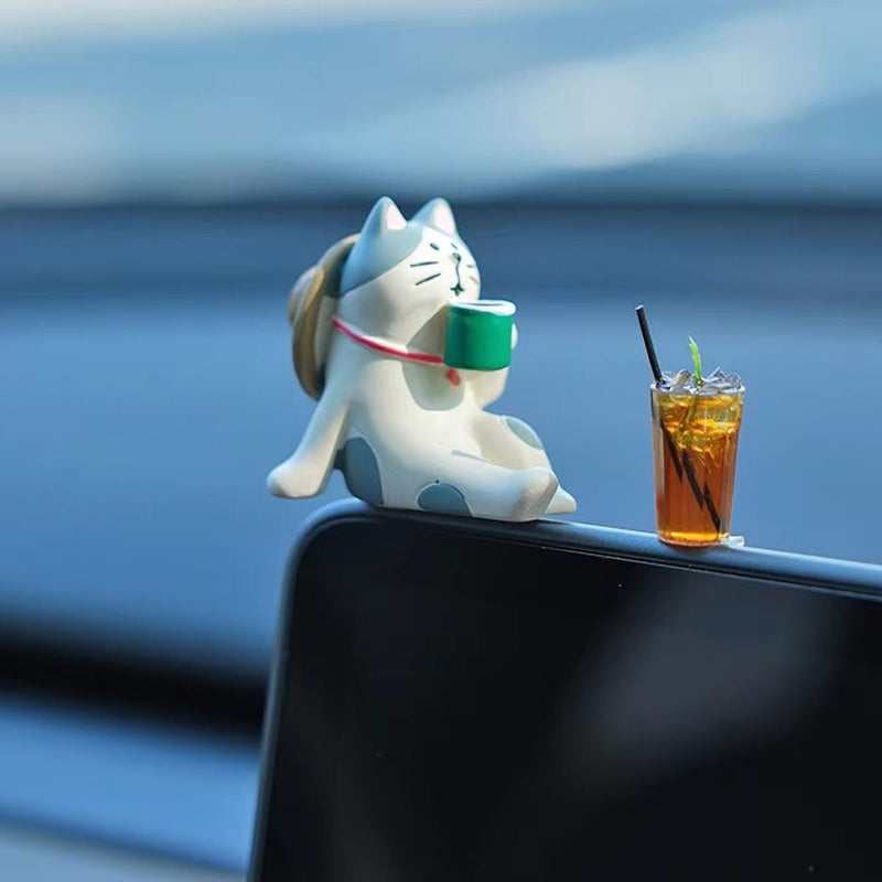ITUBLE Girly Mini Lucky Cat Car Accessories Interior For Women Men Miniature Car Dashboard Decorations Dash Board Charms Truck Rearview Mirrors Decoration Auto Windows Decor Indoor Home Office Desk Oranments - Image 1