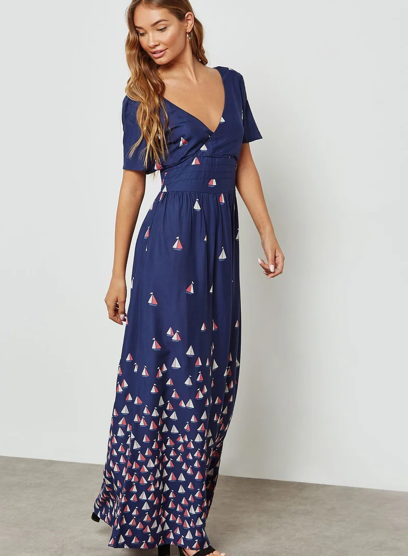 fever london Ruched Waist Printed Maxi Dress