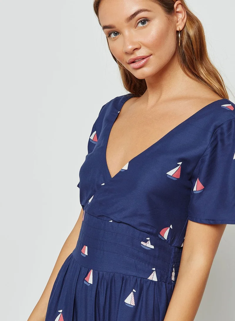 fever london Ruched Waist Printed Maxi Dress