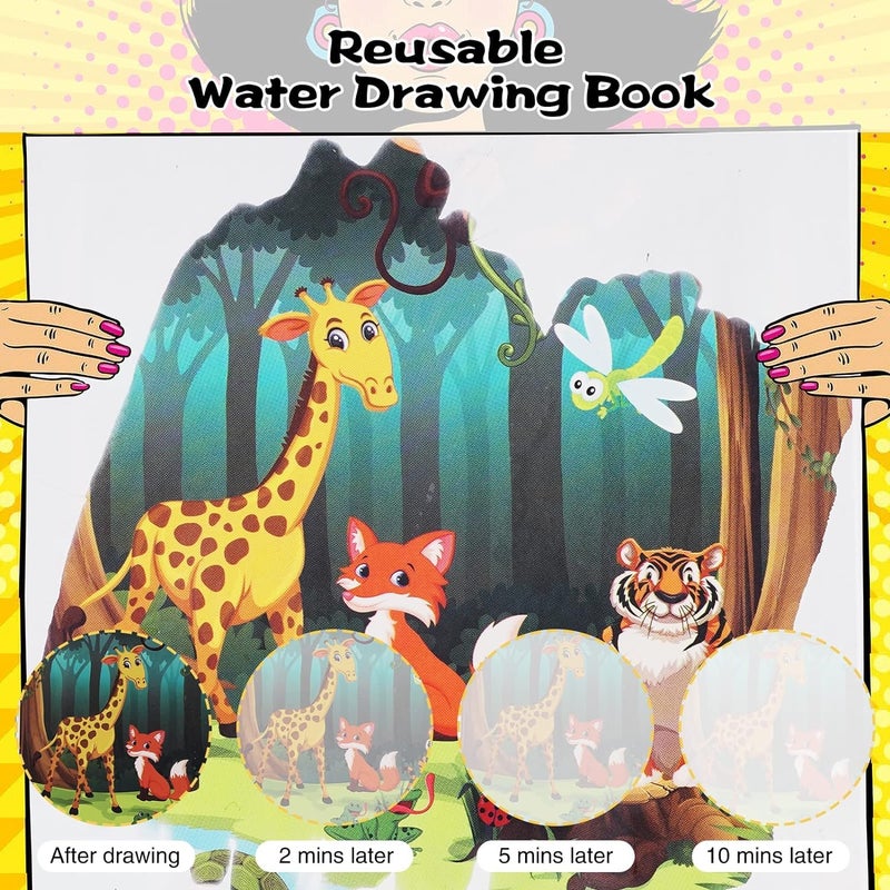 NSR Group (Pack of 4) Magic Water Coloring Doodle Book & Magic Pen Reusable Magic Water Quick Dry Book Water Coloring Book Doodle Painting Board for Children Education Drawing Pad - Image 4