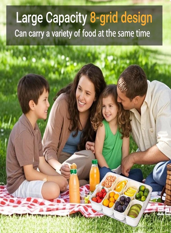 Crastilior Large Divided Serving Tray with lid and handle Travel snack container Portable snackle box container for fruit, Party, Picnic -10 compartment with 3 forks and 2 spoons - Image 4