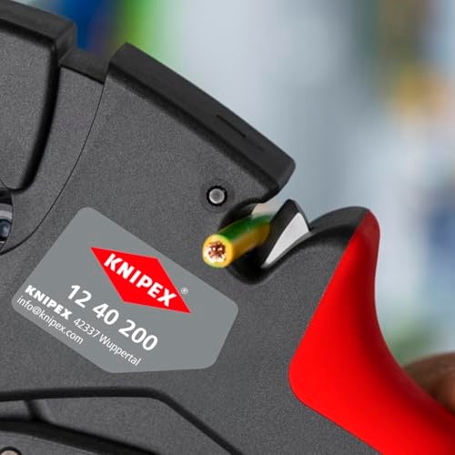 KNIPEX مقص أسلاك كنيبيكس ذاتي الضبط 8-32 AWG، أسود مع عدادات وبراغي برتقالية - Image 5